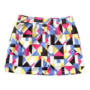 Izod Ladies GOLF multicolor geometric pattern skirt skort short tennis LARGE